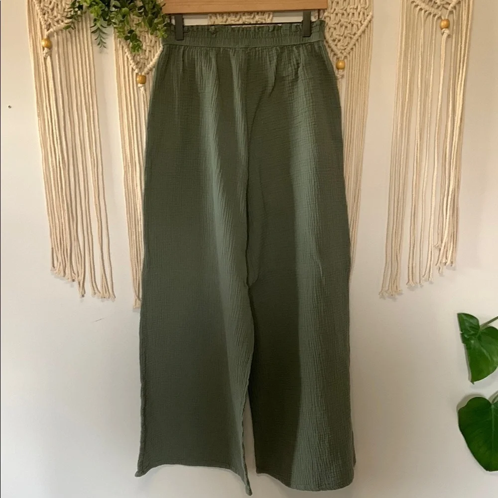 AERIE Pool To Party Wide Leg Gauzy Pants Green Size XL - Picture 7 of 14